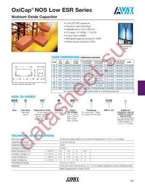 NOSA106M006S0800 datasheet  